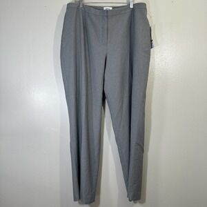 Le Suit Women's 16W Gray Dress Pants Elastic Waist Zip Hook And Button NEW